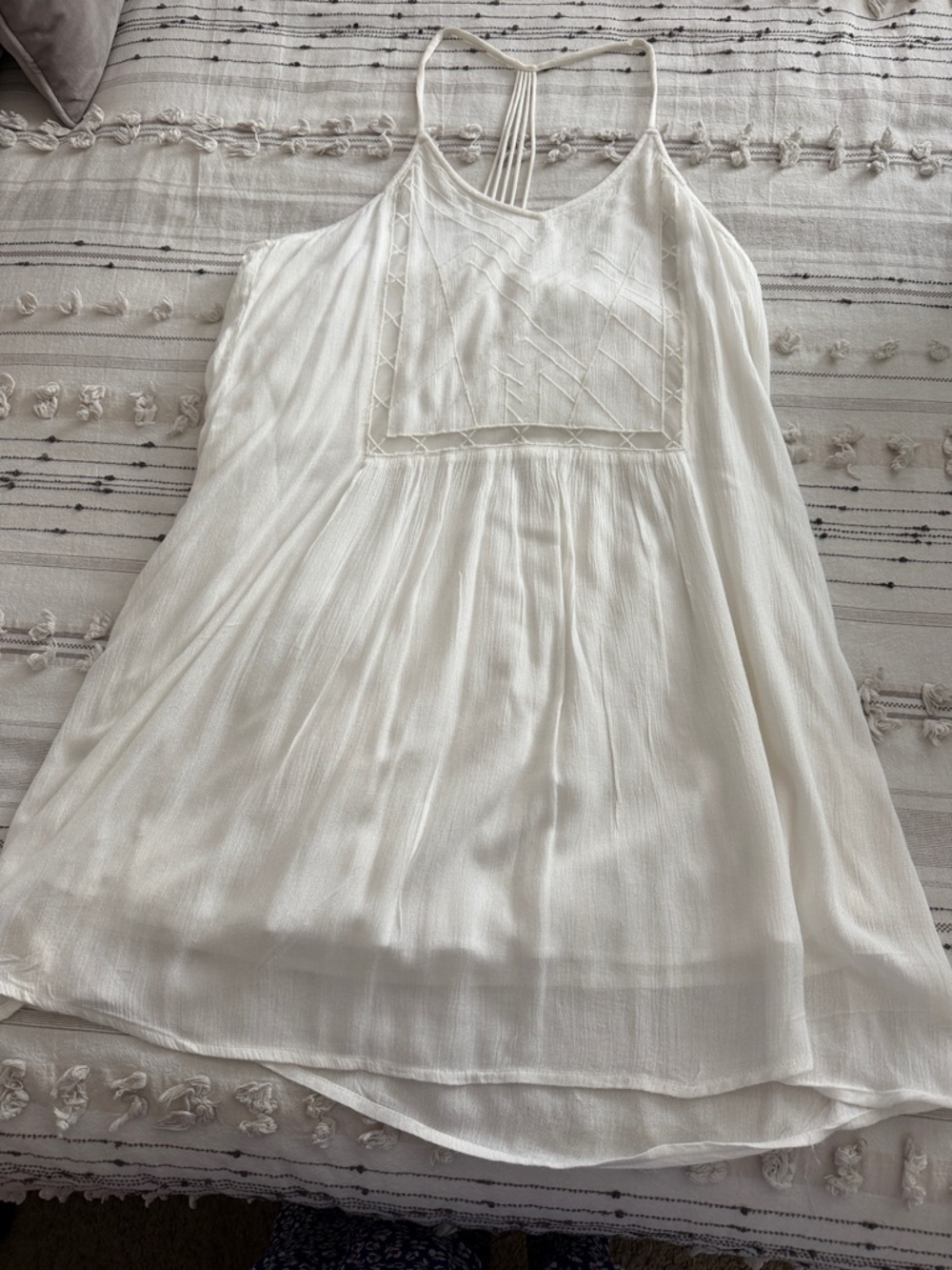 Roxy White Mini Dress with Crochet Detail